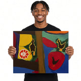 Three Hens Circle — unique person holding canvas