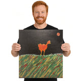 Night Hen — unique person holding canvas