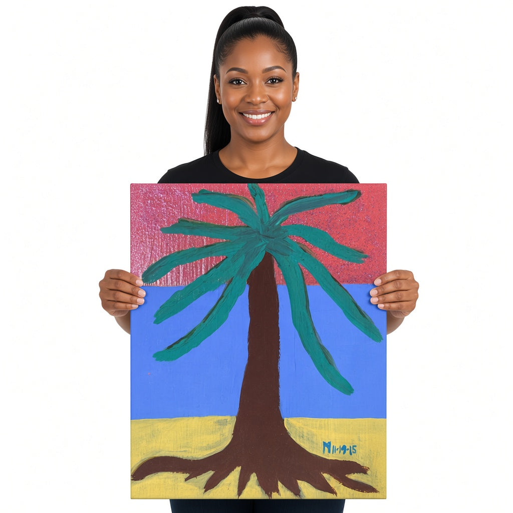 Palm Tree — unique person holding canvas
