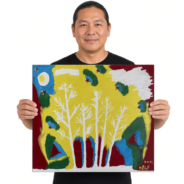White Trees in Summer — unique person holding canvas