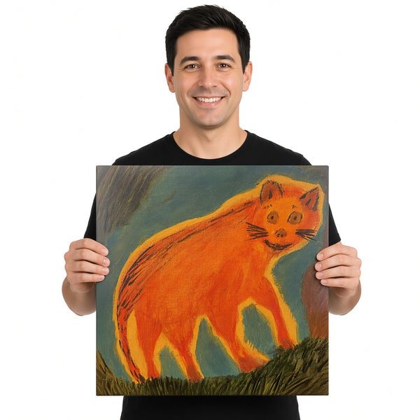 Orange Cat — unique person holding canvas