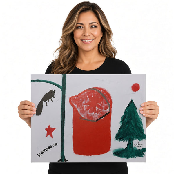 Jar, Star and Pine — unique person holding canvas