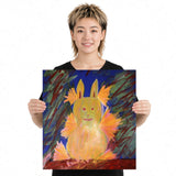 Yellow Rabbit — unique person holding canvas