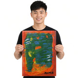 Green Tide — unique person holding canvas