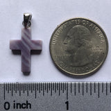 P3373 Cross Small Wampum Natural Sterling Silver Pendant