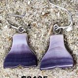 E3135 Whale Tail Wampum Natural Earrings Sterling Silver