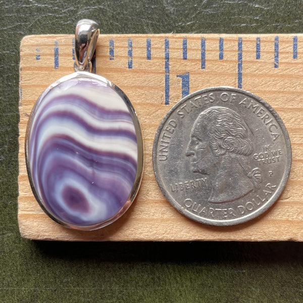 P1086 Oval XL Sterling Silver Wampum Inlay Pendant