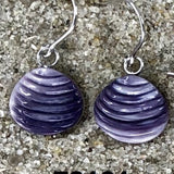 E3161 Quahaug Wampum Natural Earrings Sterling Silver