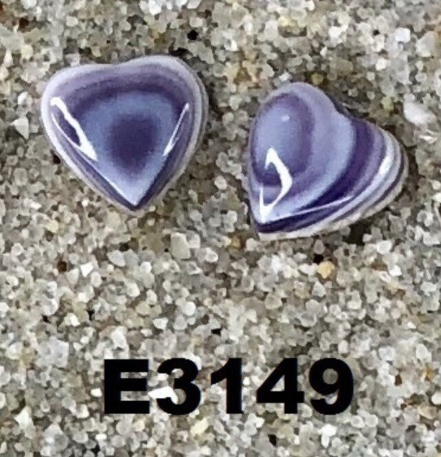 E3149 Heart Small Studs Wampum Natural Earrings Sterling Silver