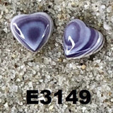 E3149 Heart Small Studs Wampum Natural Earrings Sterling Silver