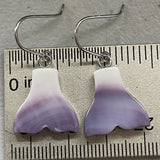 E3135 Whale Tail Wampum Natural Earrings Sterling Silver