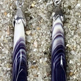 E3092 Long Angled Sterling Silver Wampum Earrings