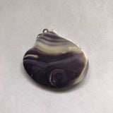 P3400 Quahaug Large 30mm Wampum Natural Sterling Silver Pendant