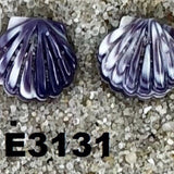 E3131 Scallop Stud Wampum Natural Earrings Sterling Silver