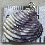 P3400 Quahaug Large 30mm Wampum Natural Sterling Silver Pendant
