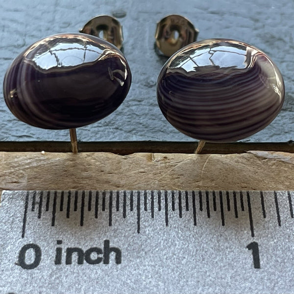 E3125 Round Large Studs Wampum Natural Earrings Sterling Silver