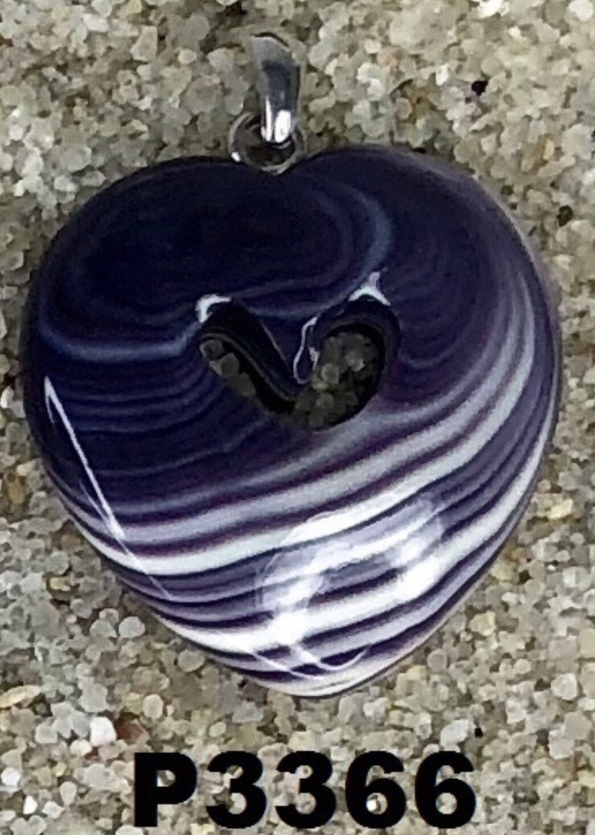 P3366 Heart in Heart Wampum Natural Sterling Silver Pendant