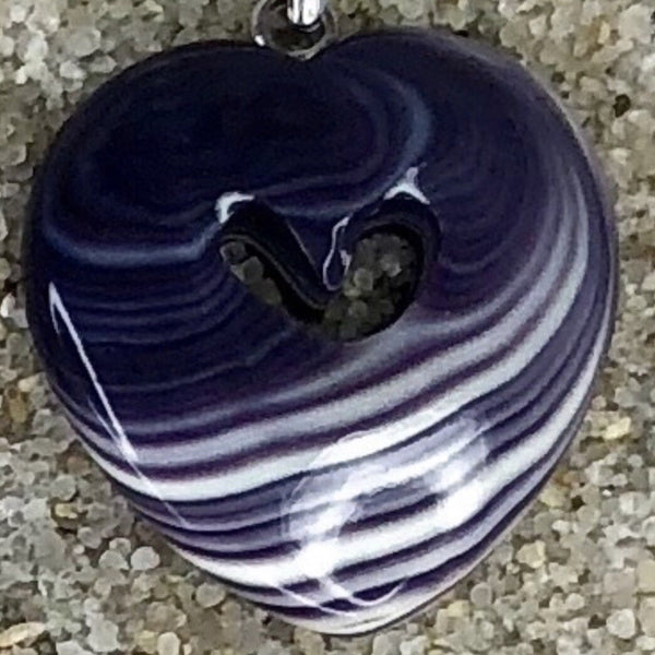P3366 Heart in Heart Wampum Natural Sterling Silver Pendant