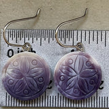 E3139 Disc/Flower Wampum Natural Earrings Sterling Silver