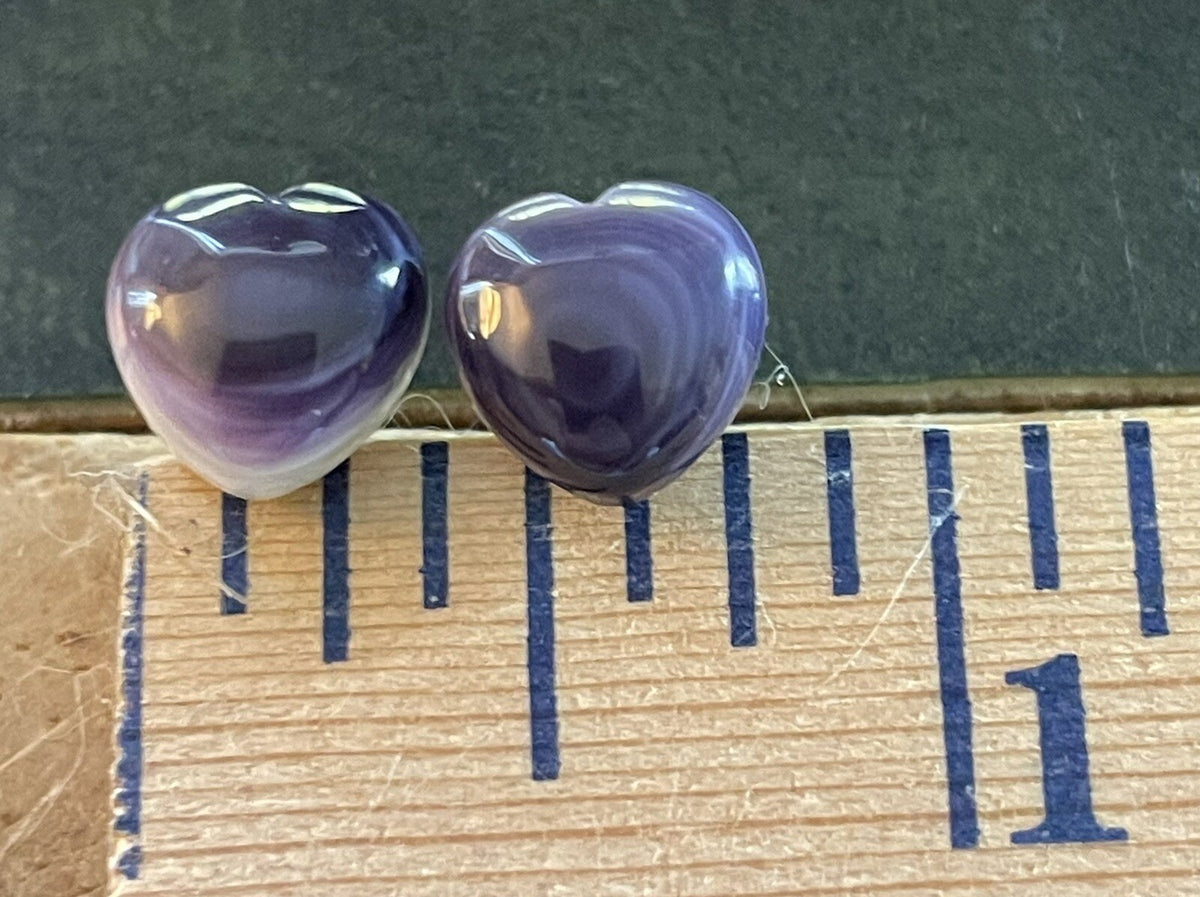 E3149 Heart Small Studs Wampum Natural Earrings Sterling Silver