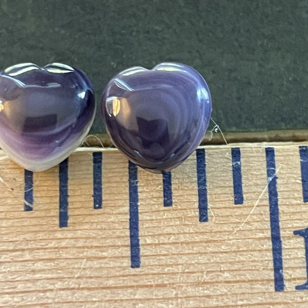 E3149 Heart Small Studs Wampum Natural Earrings Sterling Silver