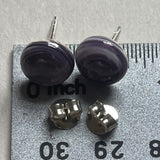 E3124 Round Small Stud Wampum Natural Earrings Sterling Silver