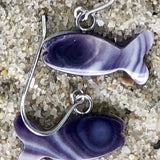 E3136 Fish Wampum Natural Earrings Sterling Silver