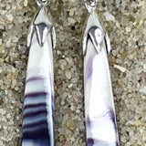 E3134 Long Curved Wampum Natural Earrings Sterling Silver