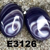 E3126 Oval Large Stud Wampum Natural Earrings Sterling Silver