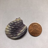P3400 Quahaug Large 30mm Wampum Natural Sterling Silver Pendant