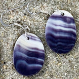 E3160 Free Form Medium Wampum Natural Earrings Sterling Silver