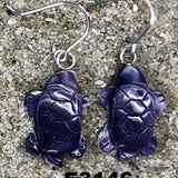 E3146 Turtle Medium Wampum Natural Earrings Sterling Silver